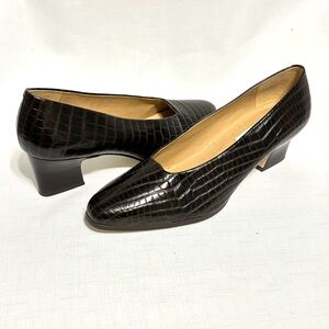 Calico Brown Leather Crocodile Pattern Women's 9.5